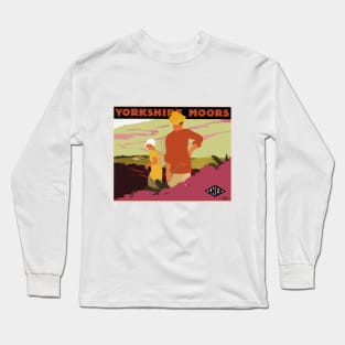 Vintage British Travel Poster: The Yorkshire Moors Long Sleeve T-Shirt